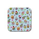 Cupcake Doodle Pattern Rubber Coaster (Square) 