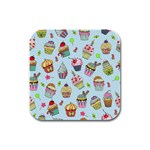 Cupcake Doodle Pattern Rubber Square Coaster (4 pack) 