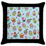 Cupcake Doodle Pattern Throw Pillow Case (Black)