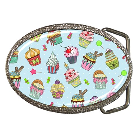 Cupcake Doodle Pattern Belt Buckles from ArtsNow.com Front