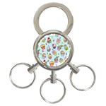 Cupcake Doodle Pattern 3-Ring Key Chain