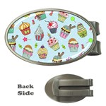 Cupcake Doodle Pattern Money Clips (Oval) 