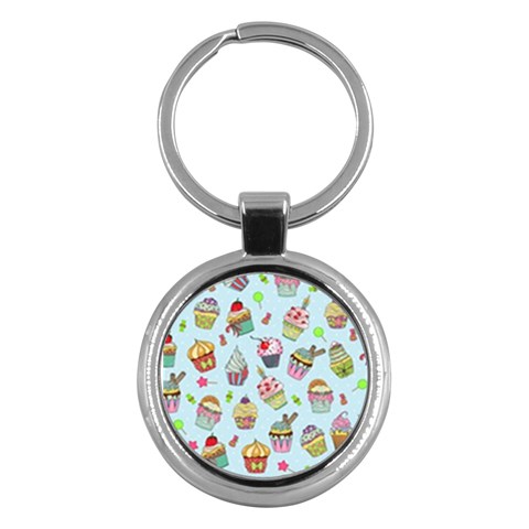 Cupcake Doodle Pattern Key Chain (Round) from ArtsNow.com Front