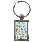 Cupcake Doodle Pattern Key Chain (Rectangle)