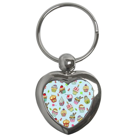 Cupcake Doodle Pattern Key Chain (Heart) from ArtsNow.com Front