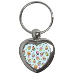 Cupcake Doodle Pattern Key Chain (Heart)