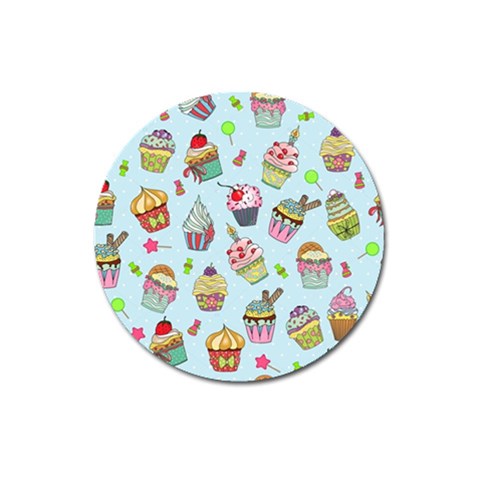 Cupcake Doodle Pattern Magnet 3  (Round) from ArtsNow.com Front