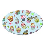 Cupcake Doodle Pattern Oval Magnet