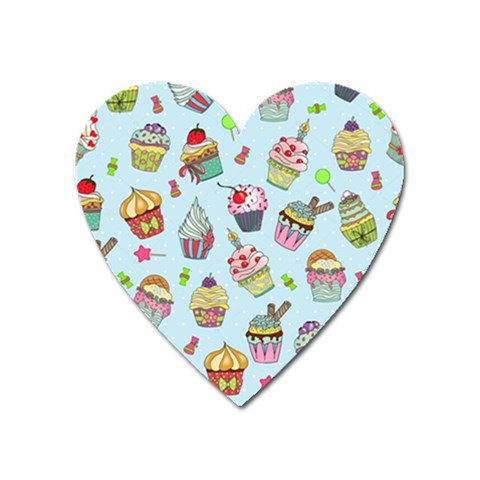 Cupcake Doodle Pattern Heart Magnet from ArtsNow.com Front