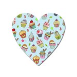 Cupcake Doodle Pattern Heart Magnet