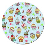 Cupcake Doodle Pattern Magnet 5  (Round)