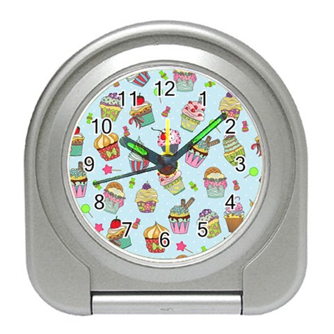 Cupcake Doodle Pattern Travel Alarm Clock from ArtsNow.com Front