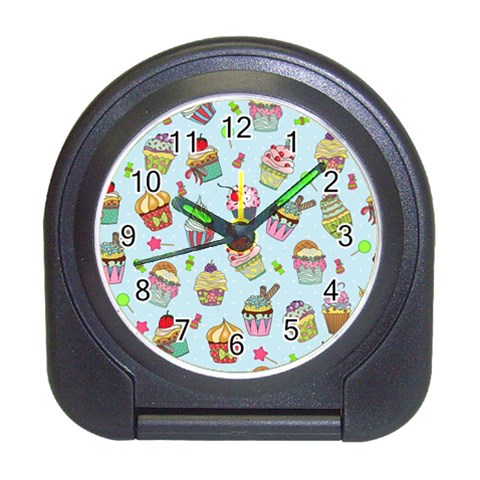 Cupcake Doodle Pattern Travel Alarm Clock from ArtsNow.com Front