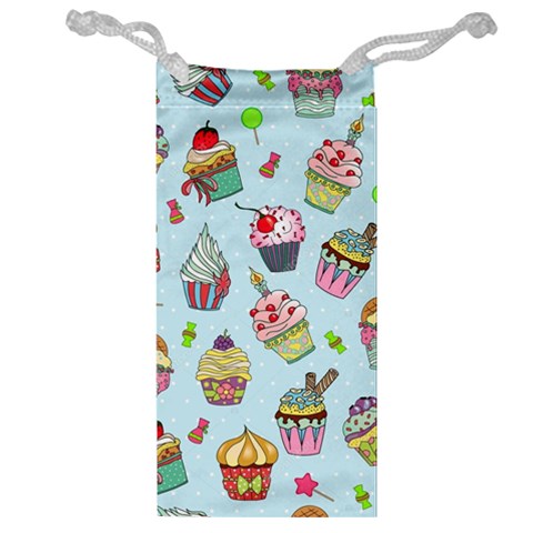 Cupcake Doodle Pattern Jewelry Bag from ArtsNow.com Front