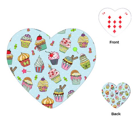 Cupcake Doodle Pattern Playing Cards Single Design (Heart) from ArtsNow.com Front