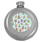 Cupcake Doodle Pattern Round Hip Flask (5 oz)