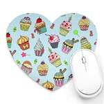 Cupcake Doodle Pattern Heart Mousepads