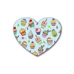 Cupcake Doodle Pattern Rubber Coaster (Heart) 