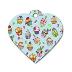 Cupcake Doodle Pattern Dog Tag Heart (Two Sides) from ArtsNow.com Front