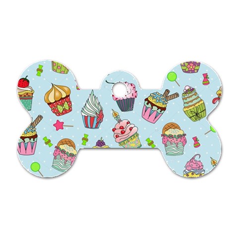 Cupcake Doodle Pattern Dog Tag Bone (Two Sides) from ArtsNow.com Front