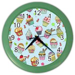 Cupcake Doodle Pattern Color Wall Clock