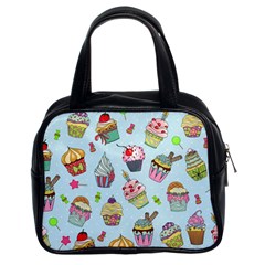 Cupcake Doodle Pattern Classic Handbag (Two Sides) from ArtsNow.com Front