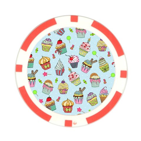 Cupcake Doodle Pattern Poker Chip Card Guard (10 pack) from ArtsNow.com Front