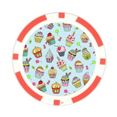 Cupcake Doodle Pattern Poker Chip Card Guard (10 pack) from ArtsNow.com Front