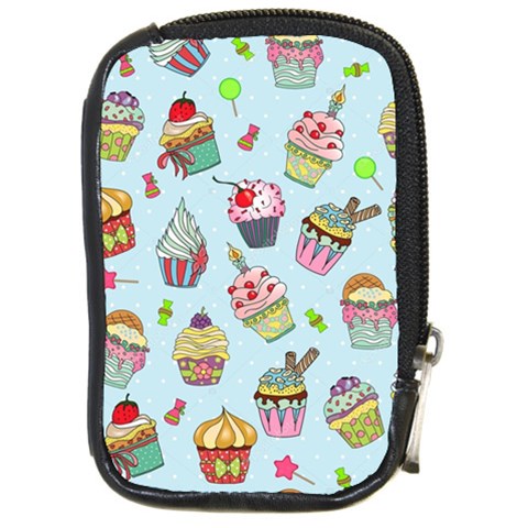 Cupcake Doodle Pattern Compact Camera Leather Case from ArtsNow.com Front