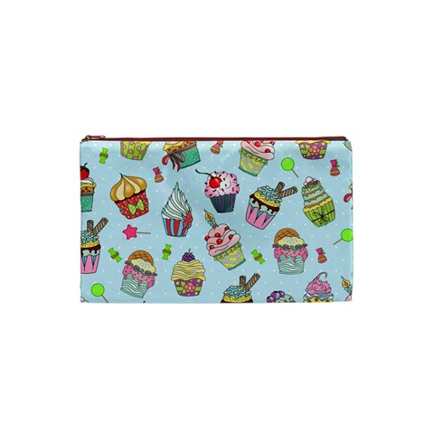 Cupcake Doodle Pattern Cosmetic Bag (Small) from ArtsNow.com Front