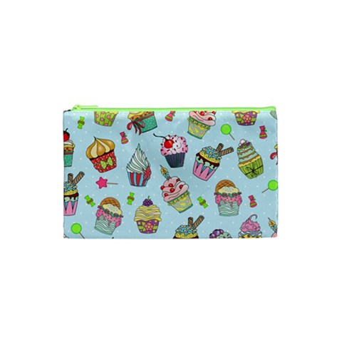 Cupcake Doodle Pattern Cosmetic Bag (Small) from ArtsNow.com Front