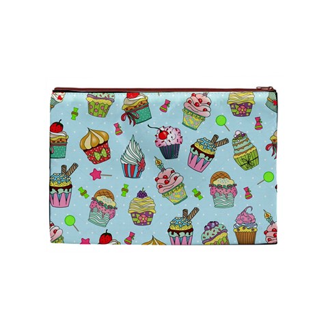 Cupcake Doodle Pattern Cosmetic Bag (Medium) from ArtsNow.com Front