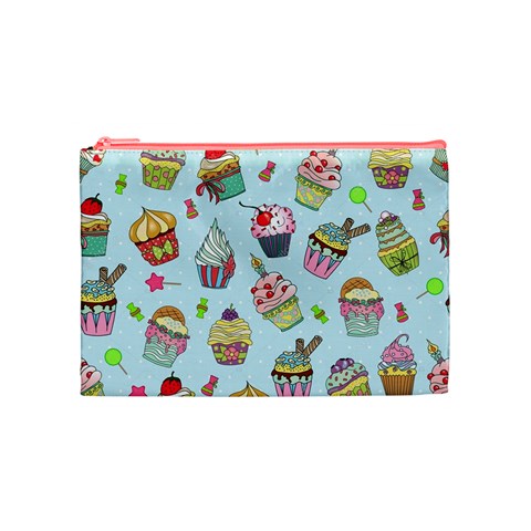 Cupcake Doodle Pattern Cosmetic Bag (Medium) from ArtsNow.com Front