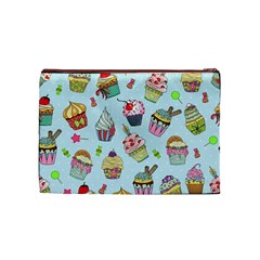 Cupcake Doodle Pattern Cosmetic Bag (Medium) from ArtsNow.com Front