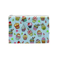 Cupcake Doodle Pattern Cosmetic Bag (Medium) from ArtsNow.com Front