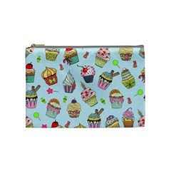 Cupcake Doodle Pattern Cosmetic Bag (Medium) from ArtsNow.com Front