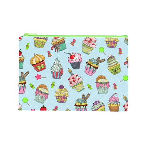 Cupcake Doodle Pattern Cosmetic Bag (Large) from ArtsNow.com Front