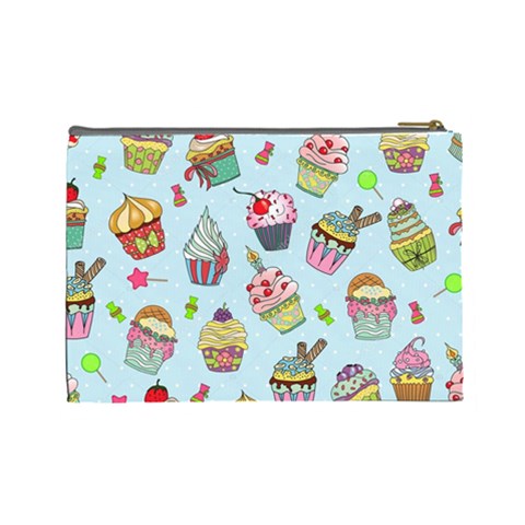 Cupcake Doodle Pattern Cosmetic Bag (Large) from ArtsNow.com Back