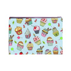 Cupcake Doodle Pattern Cosmetic Bag (Large) from ArtsNow.com Back