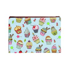 Cupcake Doodle Pattern Cosmetic Bag (Large) from ArtsNow.com Back