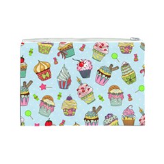 Cupcake Doodle Pattern Cosmetic Bag (Large) from ArtsNow.com Back