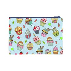 Cupcake Doodle Pattern Cosmetic Bag (Large) from ArtsNow.com Back