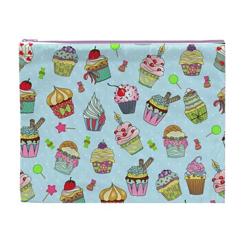 Cupcake Doodle Pattern Cosmetic Bag (XL) from ArtsNow.com Front