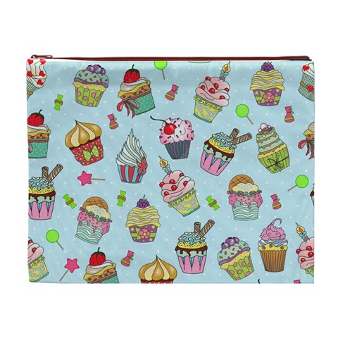 Cupcake Doodle Pattern Cosmetic Bag (XL) from ArtsNow.com Front