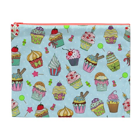 Cupcake Doodle Pattern Cosmetic Bag (XL) from ArtsNow.com Front