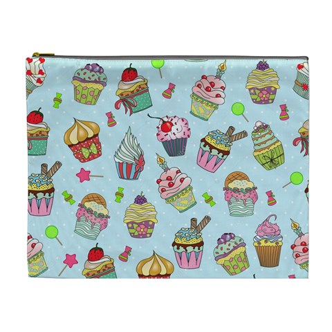 Cupcake Doodle Pattern Cosmetic Bag (XL) from ArtsNow.com Front