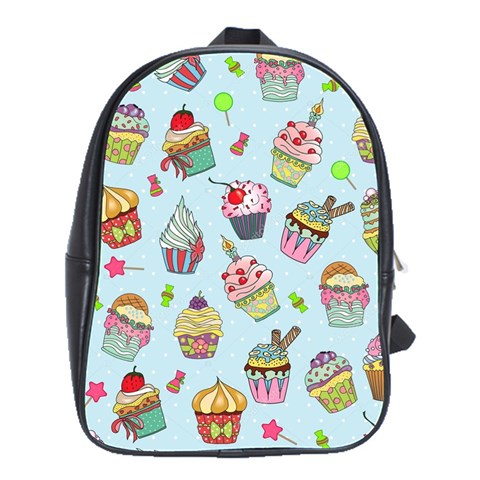 Cupcake Doodle Pattern School Bag (Large) from ArtsNow.com Front