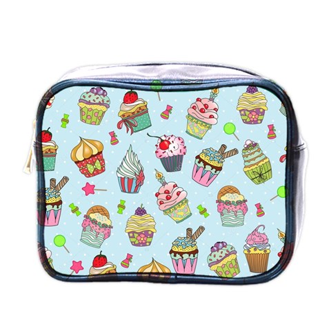 Cupcake Doodle Pattern Mini Toiletries Bag (One Side) from ArtsNow.com Front