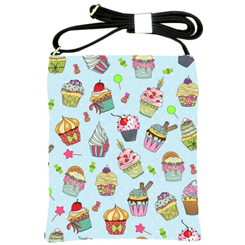 Cupcake Doodle Pattern Shoulder Sling Bag from ArtsNow.com Front