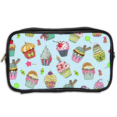 Cupcake Doodle Pattern Toiletries Bag (Two Sides) from ArtsNow.com Back